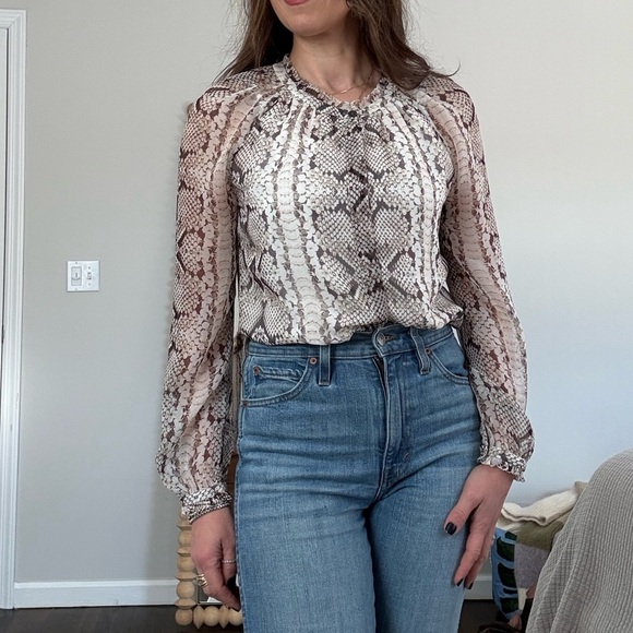 J. Crew Collection Sheer Silk Blouse in Reptile Print - Picture 1 of 9